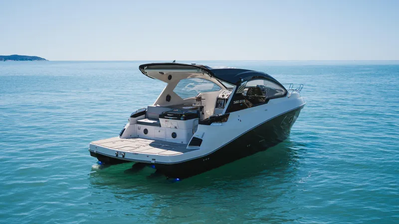 Slide: The Image of 2025 Granfort 366 GTS luxury yacht cruising on open sea. - 3