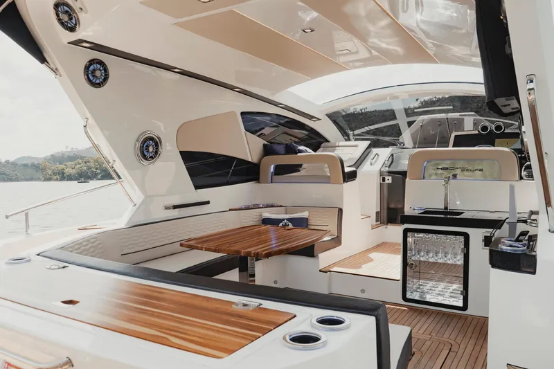 Slide: The Image of 2025 Granfort 420 Gran Coupe luxury yacht interior with sleek design and modern amenities. - 6
