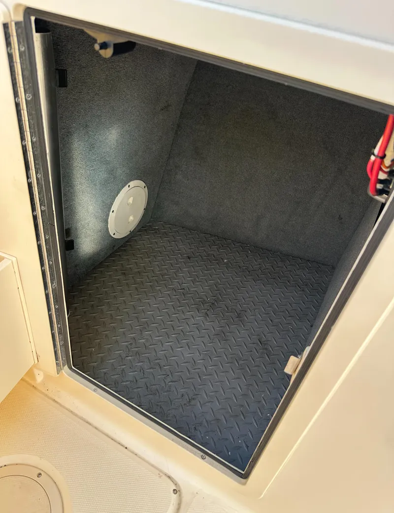 Slide: The Image of Storage compartment of 2018 Grady-White Freedom 255 boat, featuring a textured floor. - 22