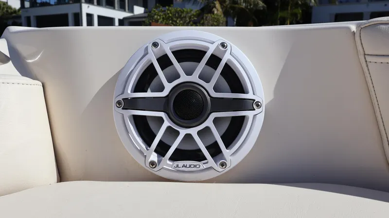 Slide: The Image of Speaker on 2023 Grady-White 281 Coastal Explorer boat, featuring JL Audio marine sound system. - 35