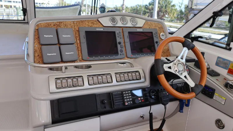 Slide: The Image of 2007 Formula 45 Yacht helm with navigation screens and controls. - 20