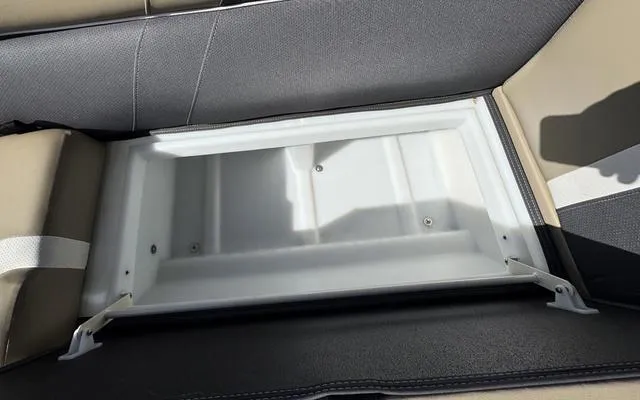 Slide: The Image of Open storage compartment in Viaggio Lago X 22 U boat, 2025 model. - 31