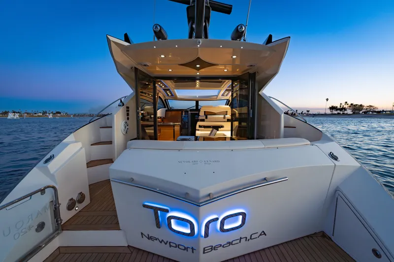 Slide: The Image of Luxury 2009 Marquis 420 Sport Coupe yacht docked at sunset, Newport Beach, CA. - 9