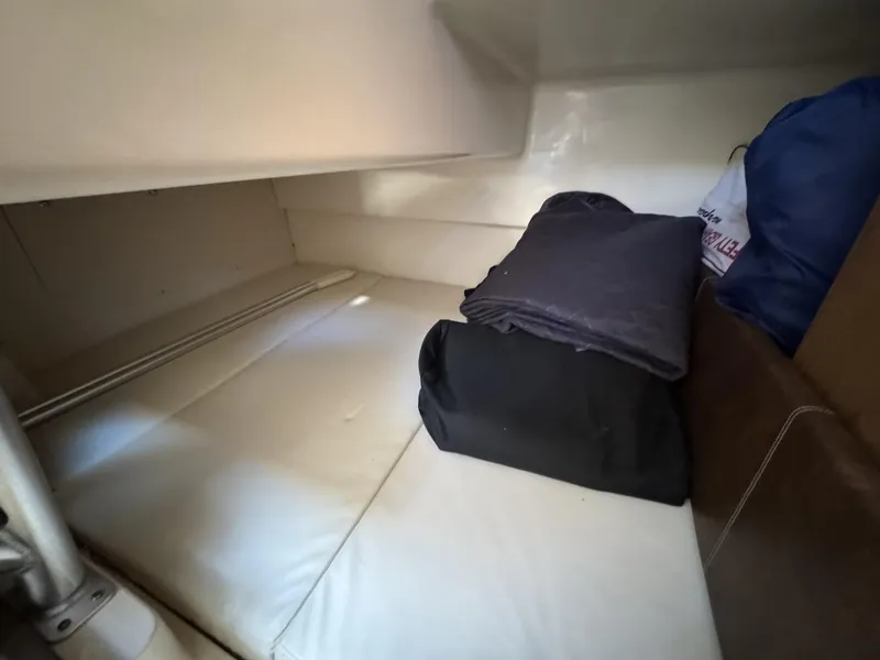 Slide: The Image of Interior cabin of 2017 Boston Whaler 315 Conquest with storage and seating area. - 32