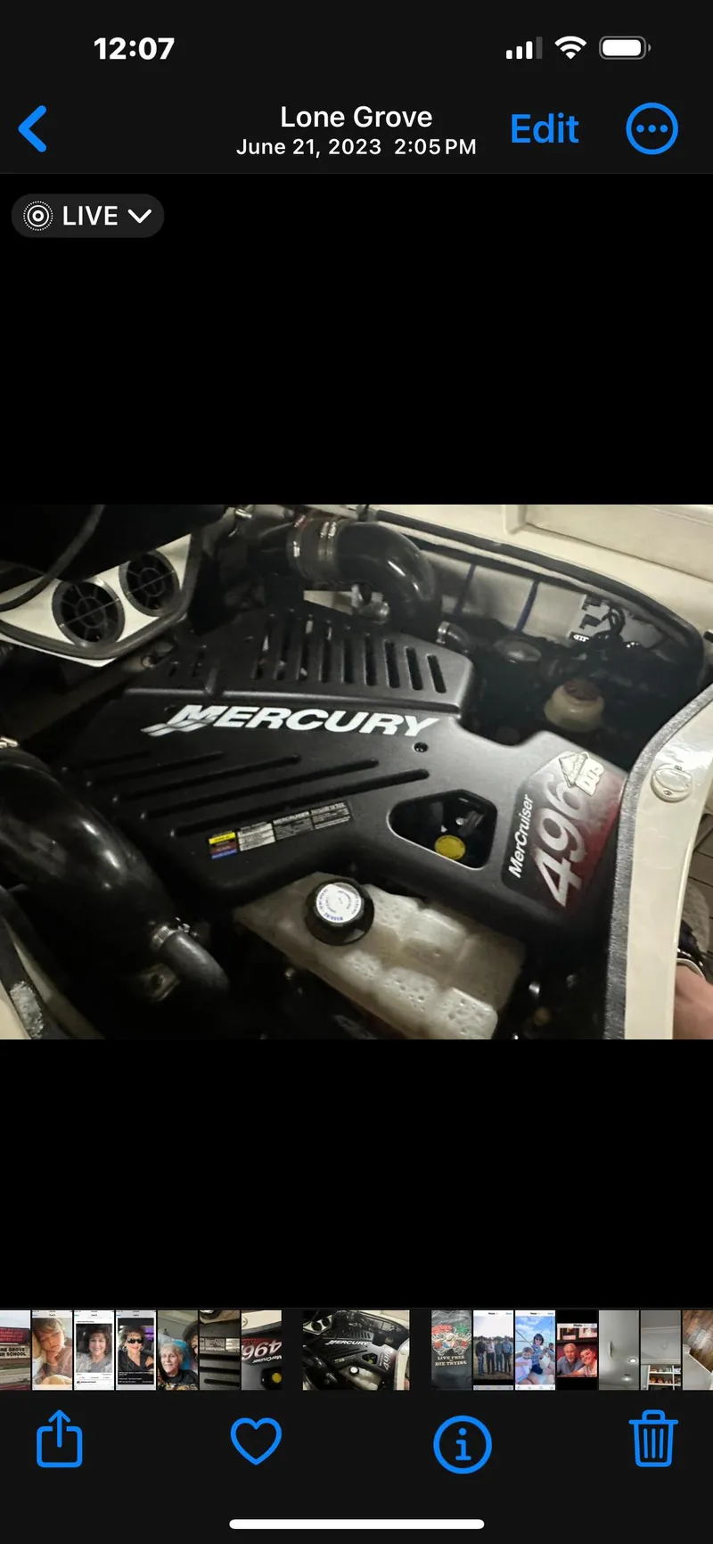 Slide: The Image of Close-up of a Mercury 4.3L engine in a 2007 Sea Ray 260 Sundeck boat. - 11