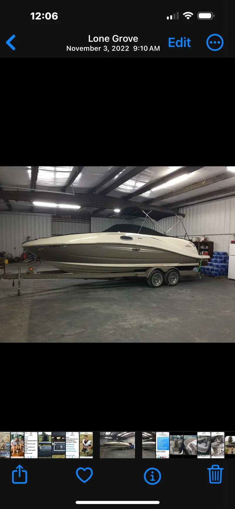 Slide: The Image of 2007 Sea Ray 260 Sundeck boat on trailer in indoor storage. - 16
