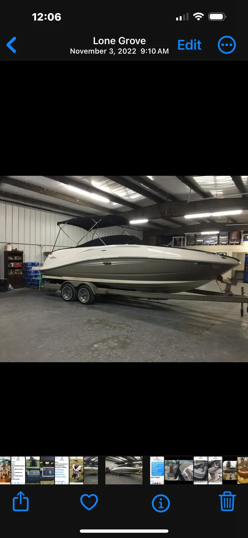 Slide: The Image of 2007 Sea Ray 260 Sundeck boat on trailer in indoor storage facility. - 17