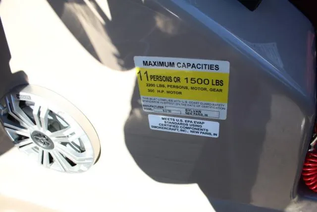 Slide: The Image of 2019 Sylvan S3 capacity label, 11 persons or 1500 lbs, with speaker detail. - 15