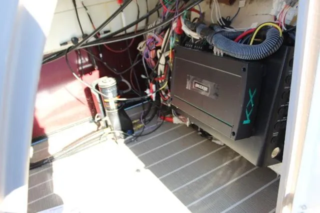 Slide: The Image of Interior wiring and components of a 2019 Sylvan S3 boat. - 19