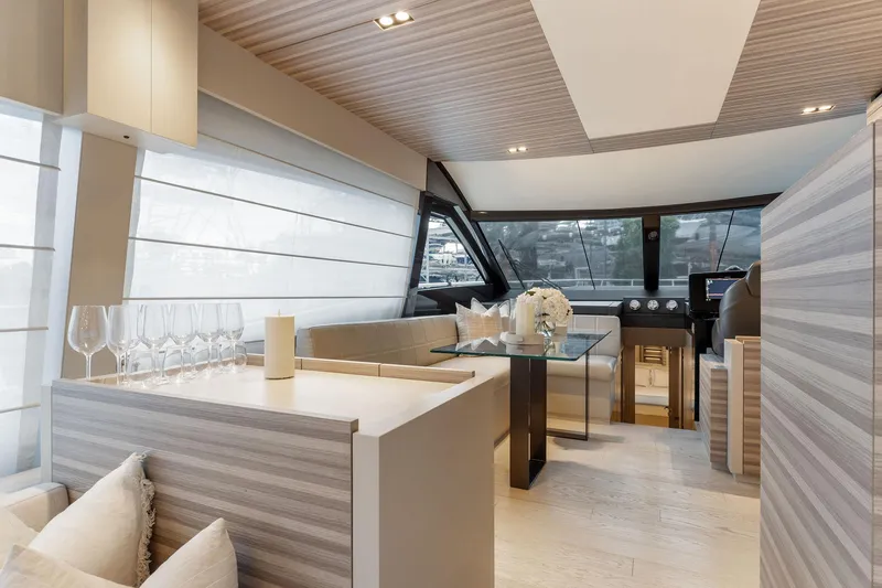 Slide: The Image of Luxurious interior of 2020 Ferretti Yachts 670, featuring modern design and elegant furnishings. - 22