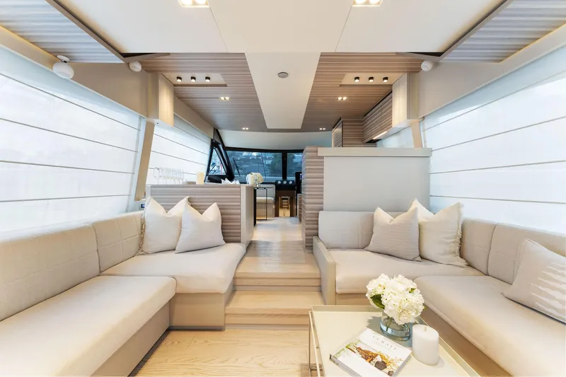 Slide: The Image of Luxurious interior of 2020 Ferretti Yachts 670 with elegant seating and modern design. - 27