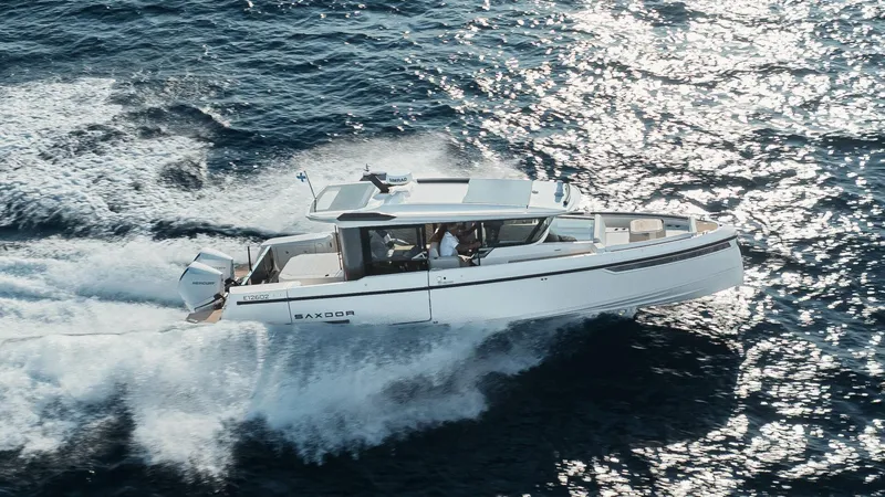 Slide: The Image of Luxurious bathroom interior of 2025 Saxdor 340 GTWA yacht with modern fixtures. - 37