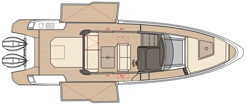 Slide: The Image of Interior cabin of 2025 Saxdor 340 GTWA, featuring modern design and comfortable seating. - 42
