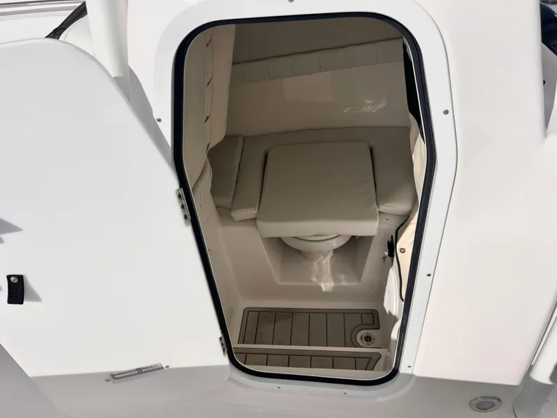 Slide: The Image of Interior view of 2025 Sea Fox 248 Side Console boat cabin. - 28