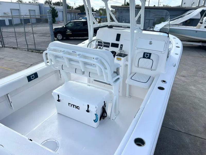 Slide: The Image of 2025 Sea Fox 248 Side Console boat with RTIC cooler on deck. - 47