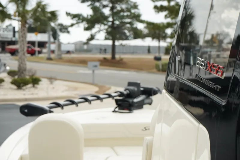 Slide: The Image of 2025 Scout 261 XSS boat, close-up view, showcasing sleek design and modern features. - 41