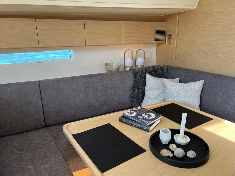 Slide: The Image of Cozy interior of 2026 X-Yachts X4 3 with modern decor and seating area. - 9