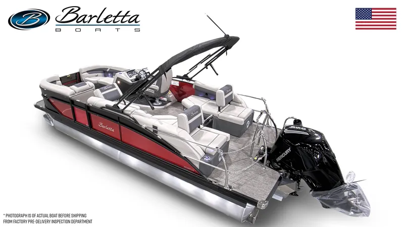 Slide: The Image of 2025 Barletta Cabrio 22M pontoon boat with sleek design and modern features. - 3