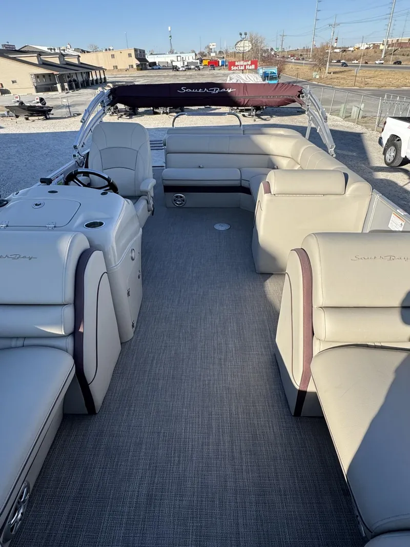 Slide: The Image of 2020 South Bay 521 CR pontoon boat with spacious seating and modern design. - 2