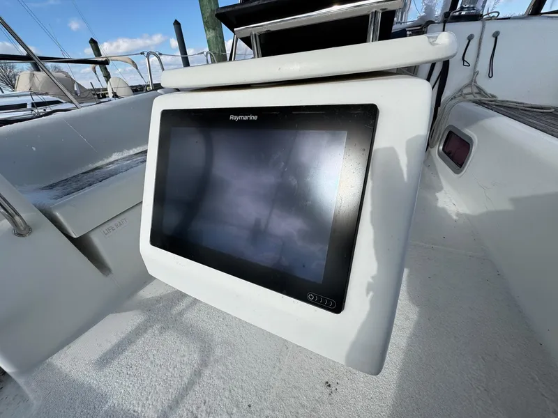 Slide: The Image of Raymarine navigation display on 2012 Beneteau 40 sailboat deck. - 13