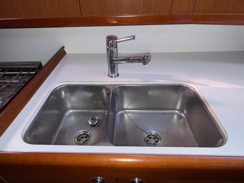 Slide: The Image of Double stainless steel sink in 2012 Beneteau 40 yacht kitchen. - 27