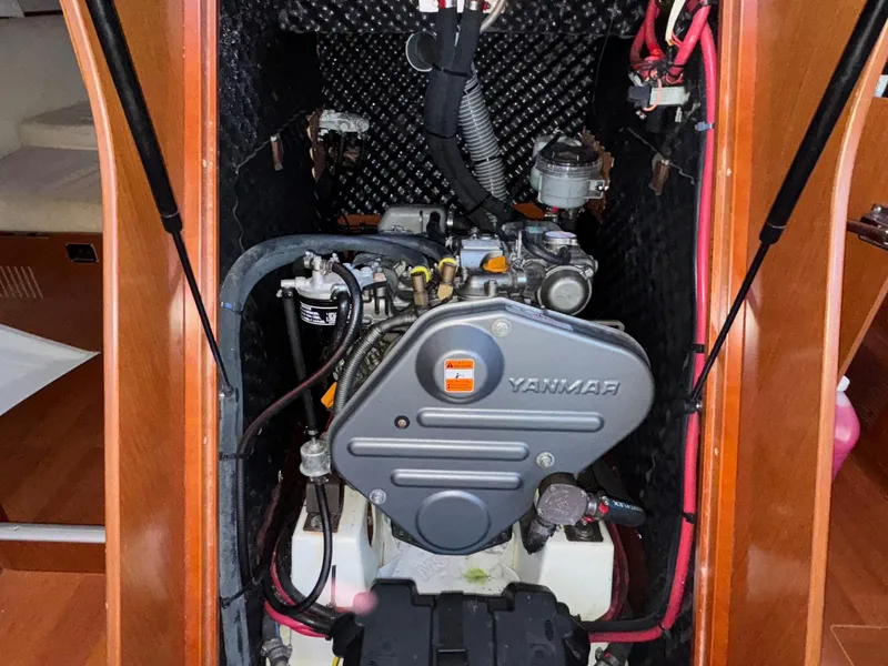 Slide: The Image of Engine compartment of a 2012 Beneteau 40 sailboat with Yanmar engine. - 43