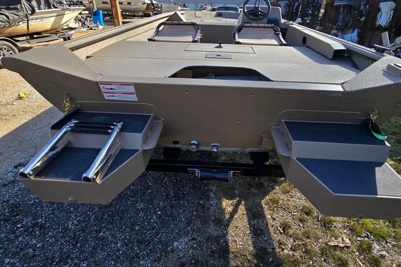 Slide: The Image of 2025 SeaArk Shadow 18 boat seat with mesh design and adjustable strap. - 3