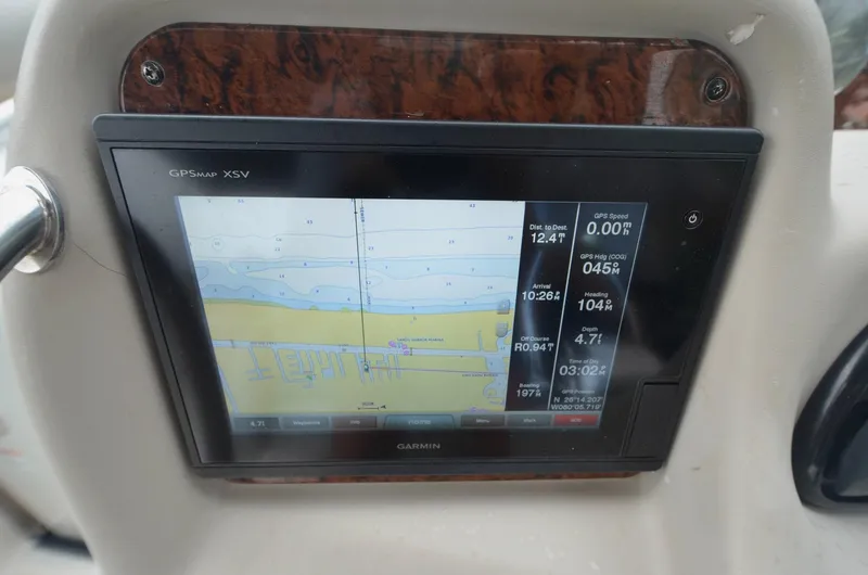 Slide: The Image of Garmin GPS display on 2007 Sea Ray 340 Sundancer boat dashboard. - 21