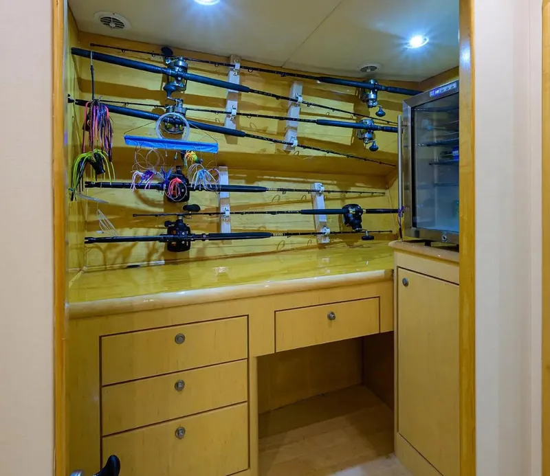 Slide: The Image of Fishing rod storage area on 2003 Ocean Yachts 62 Enclosed Bridge Super Sport. - 37