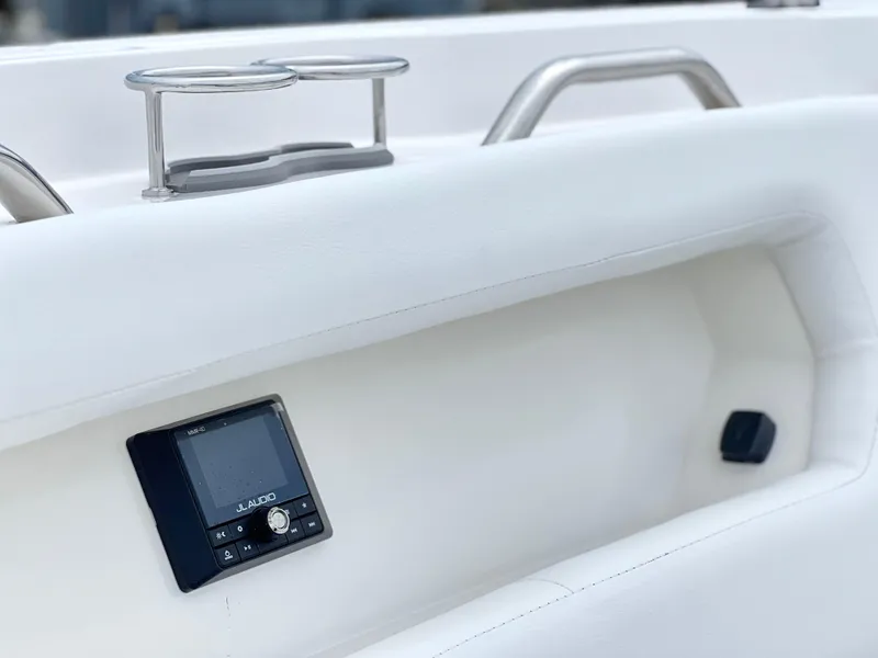 Slide: The Image of 2025 Sea Fox 288 Traveler boat interior with control panel and stainless steel fittings. - 14