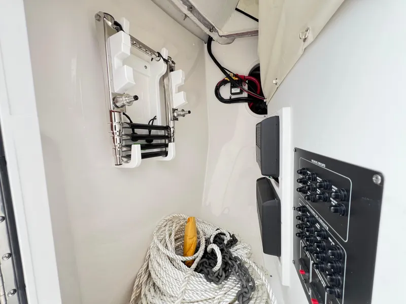 Slide: The Image of Interior of 2025 Sea Fox 288 Traveler boat with ropes and control panel. - 36