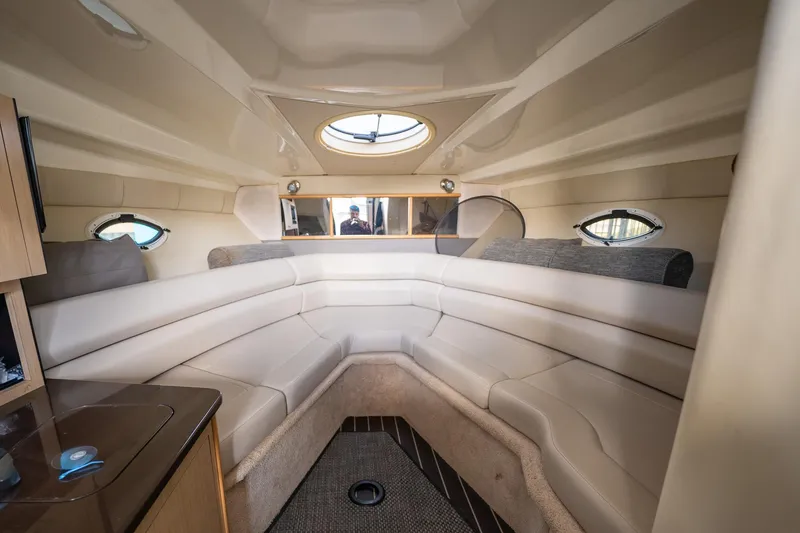Slide: The Image of Interior of 2014 Monterey 295 Sport Yacht with plush seating and modern design. - 30