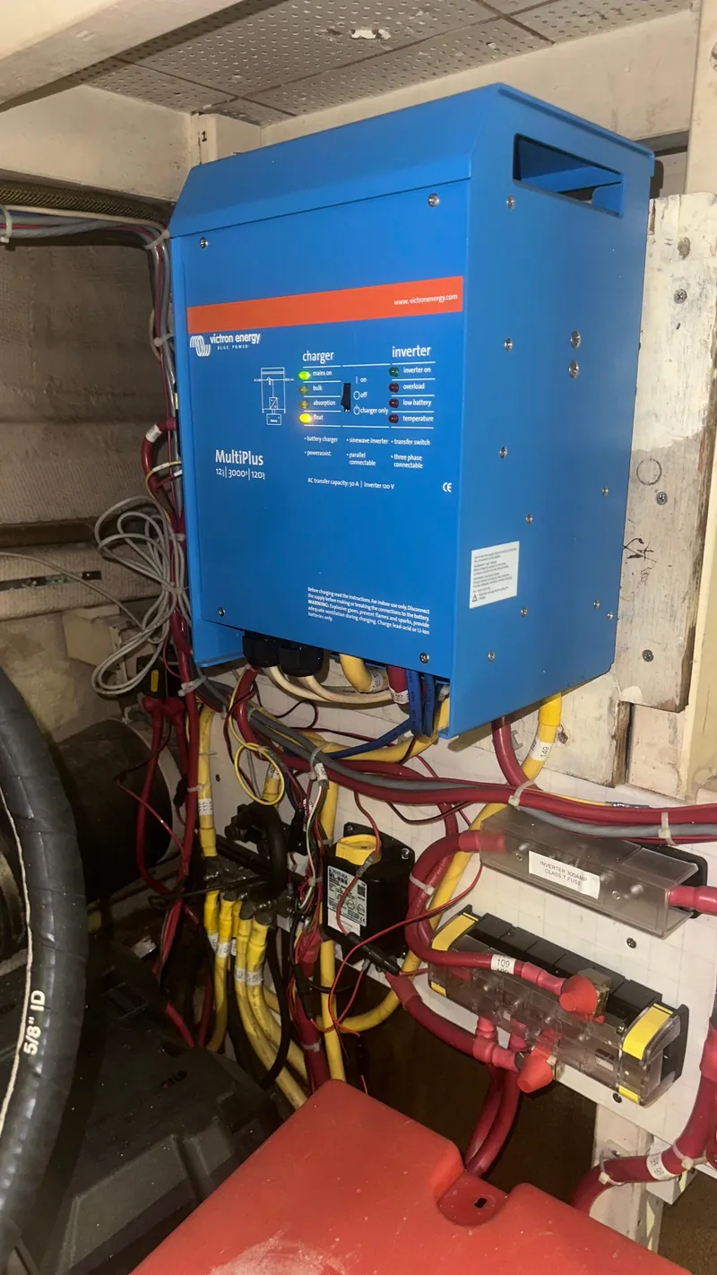 Slide: The Image of Electrical system inside a 1987 Grand Banks 46 Classic boat. - 43