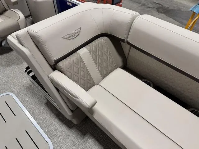 Slide: The Image of 2025 Bennington M Quad Bench 24 MFB with luxurious beige upholstery and diamond stitching. - 18