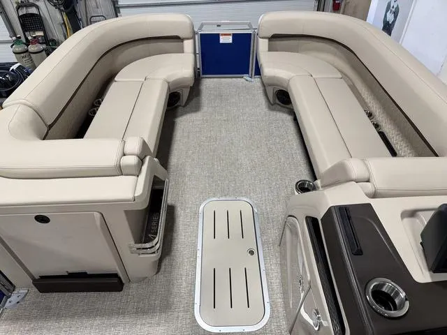 Slide: The Image of 2025 Bennington M Quad Bench 24 MFB interior with beige seating and modern design. - 8