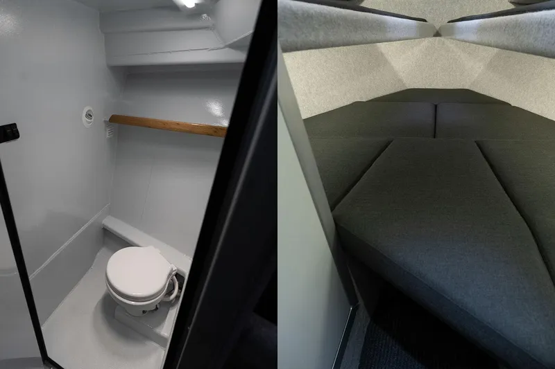 Slide: The Image of 2025 Makaira Gen3 1000 interior: compact bathroom and cozy sleeping area. - 11