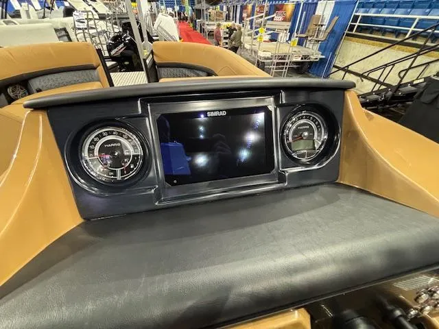Slide: The Image of Dashboard of 2025 Harris Solstice 230 boat with modern gauges and display. - 17