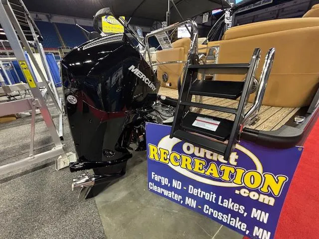 Slide: The Image of 2025 Harris Solstice 230 boat with Mercury engine at Outlet Recreation display. - 22
