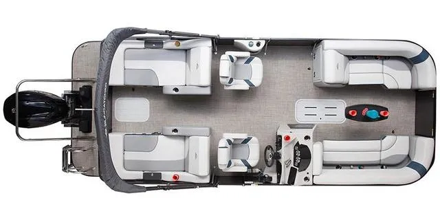 Slide: The Image of 2025 SunCatcher Select 322SS pontoon boat with Yamaha 250 "SHO" engine, top view. - 3