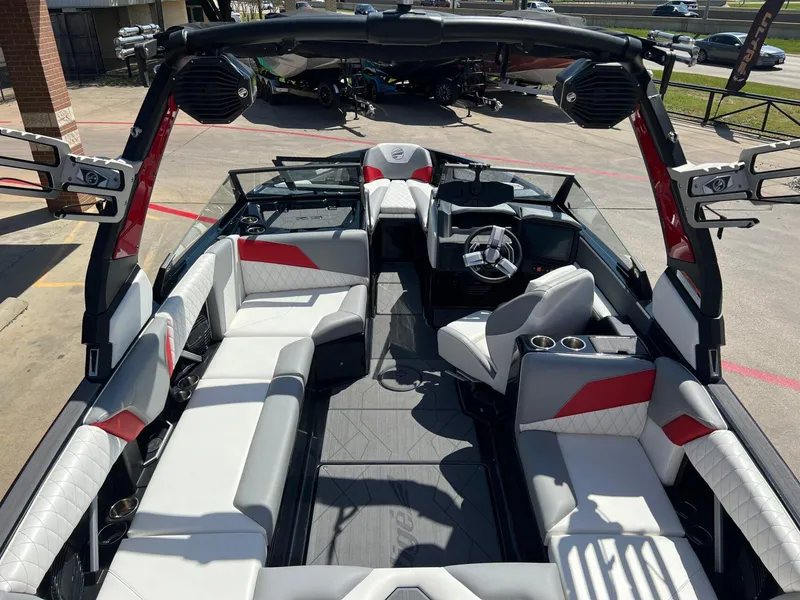 Slide: The Image of 2024 Tigé Z3 boat interior with modern seating and sleek design. - 12