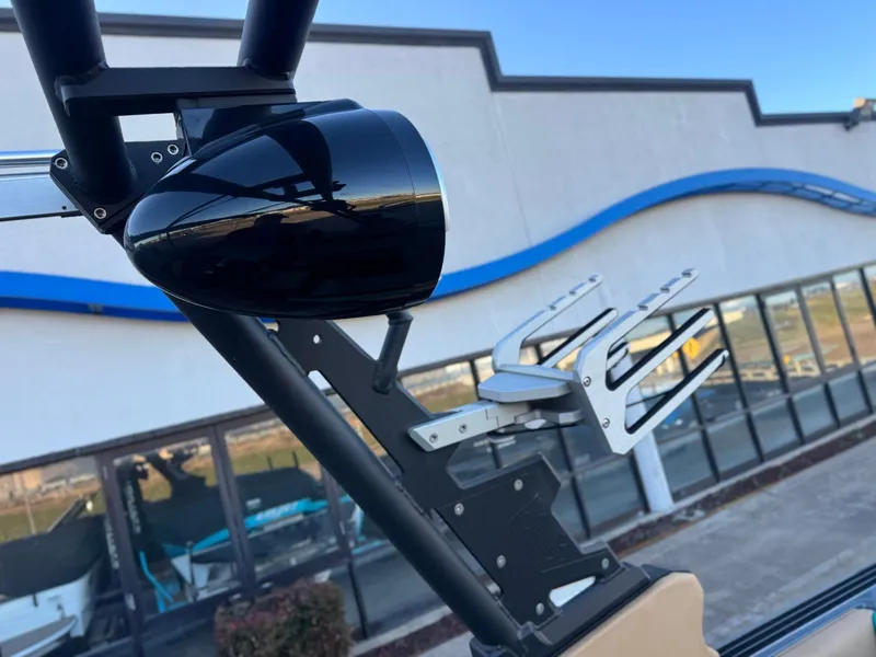 Slide: The Image of 2023 ATX Surf Boats 20 Type-S tower and speaker detail against modern building. - 12