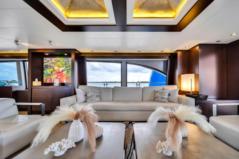 Slide: The Image of Luxurious interior of 2012 Azimut 116 yacht with elegant seating and modern decor. - 16