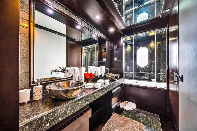 Slide: The Image of Luxurious bathroom on 2012 Azimut 116 yacht with elegant fixtures and modern design. - 2
