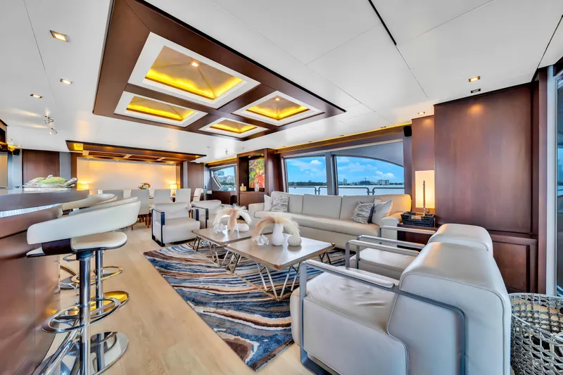 Slide: The Image of Luxurious interior of 2012 Azimut 116 yacht with modern furnishings and elegant lighting. - 7