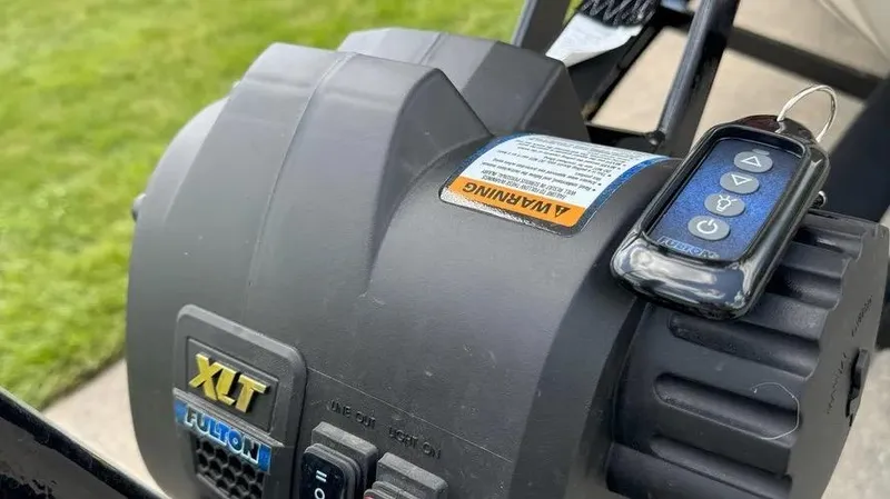 Slide: The Image of Close-up of Fulton XLT winch with remote on Chaparral 257 SSX, 2019 model. - 27