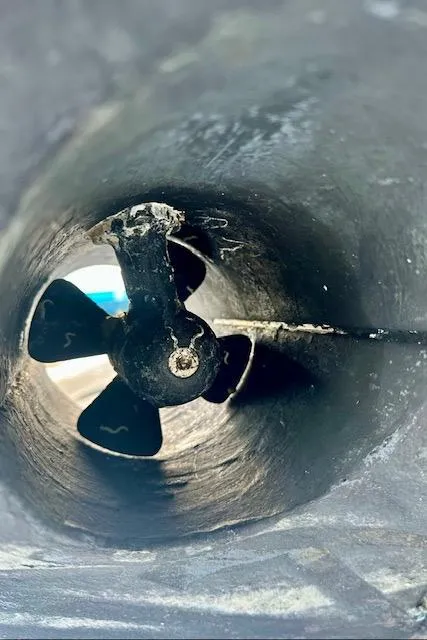 Slide: The Image of Close-up of a 2019 Beneteau Antares 27 boat propeller in a tunnel. - 36