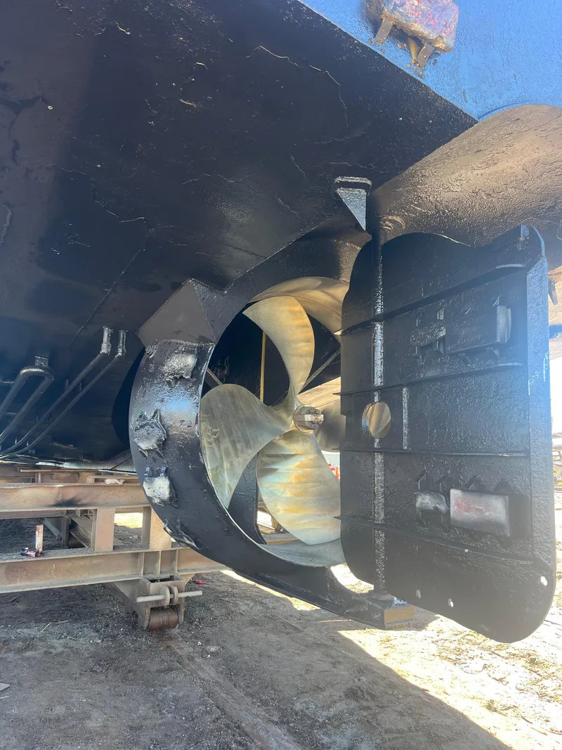 Slide: The Image of Close-up of a 2001 Blanchard 69 Shrimper/Freezer boat propeller and rudder. - 17