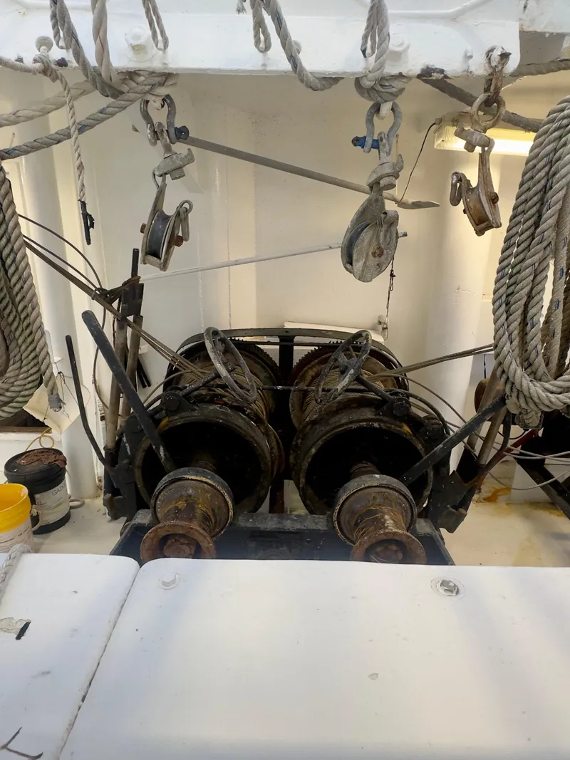 Slide: The Image of Interior view of a 2001 Blanchard 69 Shrimper/Freezer with ropes and pulleys. - 44