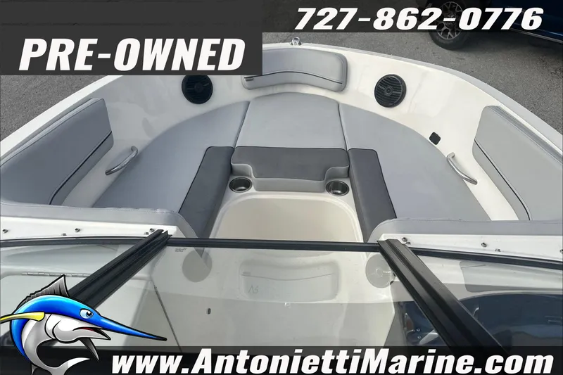 Slide: The Image of Pre-owned 2022 Bayliner VR6 Bowrider OB with spacious seating and cup holders. - 5