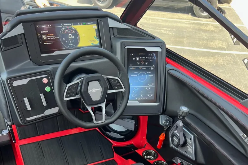 Slide: The Image of 2025 Supra SL450 dashboard with advanced digital displays and modern steering wheel design. - 16